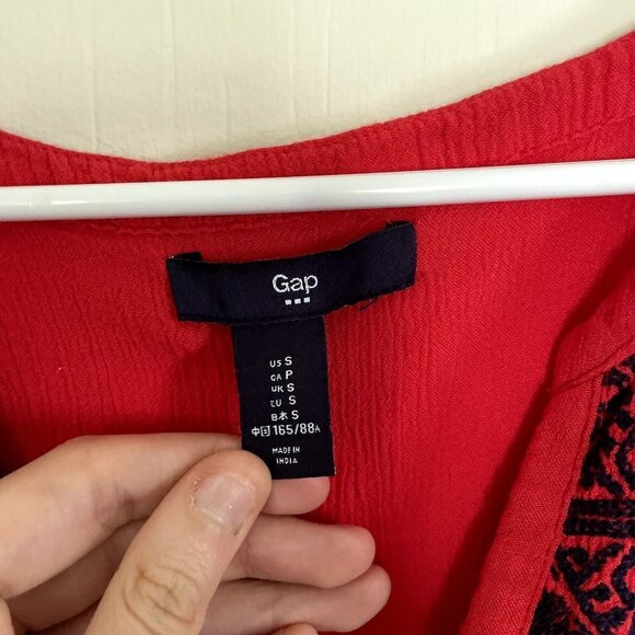 Gap red rayon sleeveless summer dress sundress midi style v-neck comfortable - Picture 3 of 4